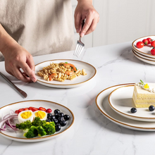Load image into Gallery viewer, AmorArc Ceramic Dinner Plates Set of 6,10.5 Inch Handmade Reactive Glaze Stoneware Plates,Large Rustic Shape Dinnerware Dish Set for Kitchen, Microwave & Dishwasher Safe,Scratch Resistant-Pearl White