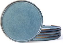 Load image into Gallery viewer, AmorArc Dinner Plates Set of 6, 10.5 Inch Reactive Glaze Ceramic Plates Set, Microwave, Dishwasher Safe, Scratch Resistant, Modern Large Dinnerware Dishes Set Kitchen Stoneware Plates-Ceylon Blue