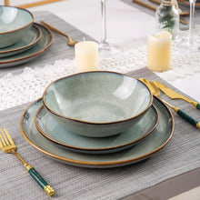 Load image into Gallery viewer, AmorArc Ceramic Dinnerware Sets,Handmade Reactive Glaze Stoneware Plates and Bowls Sets,Highly Chip and Crack Resistant | Dishwasher & Microwave Safe Dishes Set,Service for 8 Dishes Set(24pc),OCEAN