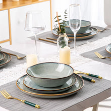 Load image into Gallery viewer, AmorArc Ceramic Dinnerware Sets,Handmade Reactive Glaze Stoneware Plates and Bowls Sets,Highly Chip and Crack Resistant | Dishwasher & Microwave Safe Dishes Set,Service for 8 Dishes Set(24pc),OCEAN
