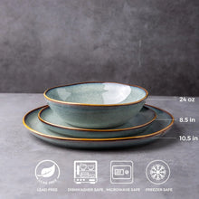 Load image into Gallery viewer, AmorArc Ceramic Dinnerware Sets,Handmade Reactive Glaze Stoneware Plates and Bowls Sets,Highly Chip and Crack Resistant | Dishwasher & Microwave Safe Dishes Set,Service for 8 Dishes Set(24pc),OCEAN