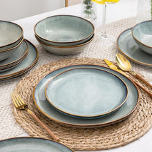 Load image into Gallery viewer, AmorArc Ceramic Dinnerware Sets,Handmade Reactive Glaze Stoneware Plates and Bowls Sets,Highly Chip and Crack Resistant | Dishwasher & Microwave Safe Dishes Set,Service for 8 Dishes Set(24pc),OCEAN