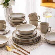 Load image into Gallery viewer, AmorArc Ceramic Dinnerware Sets,Handmade Reactive Glaze Stoneware Plates and Bowls Sets,Highly Chip and Crack Resistant | Dishwasher & Microwave Safe Dishes Set,Service for 8 Set(24pc),Cappuccino