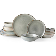 Load image into Gallery viewer, AmorArc Ceramic Dinnerware Sets,Handmade Reactive Glaze Stoneware Plates and Bowls Sets,Highly Chip and Crack Resistant | Dishwasher & Microwave Safe Dishes Set,Service for 6 Set(18pc),Reactive Glaze