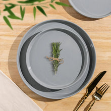 Load image into Gallery viewer, AmorArc Ceramic Dinnerware Set for 4 | Speckled Stoneware Plates and Bowls with unglazed terracotta | Scratch Resistant, Dishwasher & Microwave Safe ,Service for 4 Dishes Set(12pcs),Gray
