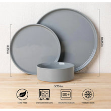 Load image into Gallery viewer, AmorArc Ceramic Dinnerware Set for 4 | Speckled Stoneware Plates and Bowls with unglazed terracotta | Scratch Resistant, Dishwasher & Microwave Safe ,Service for 4 Dishes Set(12pcs),Gray
