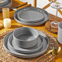 Load image into Gallery viewer, AmorArc Ceramic Dinnerware Set for 4 | Speckled Stoneware Plates and Bowls with unglazed terracotta | Scratch Resistant, Dishwasher & Microwave Safe ,Service for 4 Dishes Set(12pcs),Gray