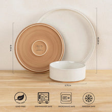 Load image into Gallery viewer, AmorArc Ceramic Dinnerware Set for 4 | Speckled Stoneware Plates and Bowls with unglazed terracotta | Scratch Resistant, Dishwasher & Microwave Safe ,Service for 4 Dishes Set(12pcs),Beige