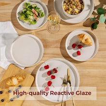 Load image into Gallery viewer, AmorArc Ceramic Dinnerware Set for 4 | Speckled Stoneware Plates and Bowls with unglazed terracotta | Scratch Resistant, Dishwasher & Microwave Safe ,Service for 4 Dishes Set(12pcs),Beige