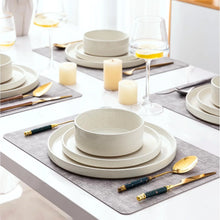 Load image into Gallery viewer, AmorArc Ceramic Dinnerware Set for 4 | Speckled Stoneware Plates and Bowls with unglazed terracotta | Scratch Resistant, Dishwasher & Microwave Safe ,Service for 4 Dishes Set(12pcs),Beige