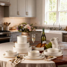Load image into Gallery viewer, AmorArc Ceramic Dinnerware Set for 4 | Speckled Stoneware Plates and Bowls with unglazed terracotta | Scratch Resistant, Dishwasher & Microwave Safe ,Service for 4 Dishes Set(12pcs),Beige