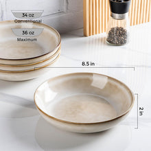 Load image into Gallery viewer, AmorArc 8.5'' Large Pasta Bowls, 36oz Ceramic Salad Serving Bowls Set of 6 for Kitchen, Wide Stoneware Bowls for Pasta,Salad,Fruit,Bread, Microwave Safe, Cappuccino