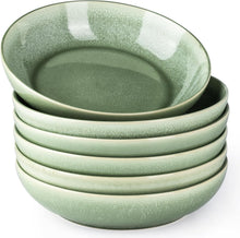 Load image into Gallery viewer, AmorArc 8.5'' Large Ceramic Pasta Bowls Set, 36oz Stoneware Bowls Set of 6 for Kitchen, Reavtive Glaze Bowls-Microwave,Dishwasher Safe for Pasta,Salad,Oatmeal-Olive Green