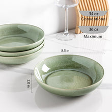 Load image into Gallery viewer, AmorArc 8.5'' Large Ceramic Pasta Bowls Set, 36oz Stoneware Bowls Set of 6 for Kitchen, Reavtive Glaze Bowls-Microwave,Dishwasher Safe for Pasta,Salad,Oatmeal-Olive Green