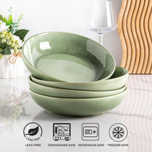 Load image into Gallery viewer, AmorArc 8.5'' Large Ceramic Pasta Bowls Set, 36oz Stoneware Bowls Set of 6 for Kitchen, Reavtive Glaze Bowls-Microwave,Dishwasher Safe for Pasta,Salad,Oatmeal-Olive Green