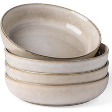 Load image into Gallery viewer, AmorArc 8.75'' Large Ceramic Pasta Bowls, 38oz Stoneware Pasta Serving Bowls Set of 4 for Kitchen, Wide Bowls for Fruit,Pasta,Salad,Oatmeal,Meal, Microwave Safe, Reactive Glaze-Cappuccino