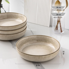 Load image into Gallery viewer, AmorArc 8.75'' Large Ceramic Pasta Bowls, 38oz Stoneware Pasta Serving Bowls Set of 4 for Kitchen, Wide Bowls for Fruit,Pasta,Salad,Oatmeal,Meal, Microwave Safe, Reactive Glaze-Cappuccino