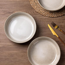 Load image into Gallery viewer, AmorArc 8.75'' Large Ceramic Pasta Bowls, 38oz Stoneware Pasta Serving Bowls Set of 4 for Kitchen, Wide Bowls for Fruit,Pasta,Salad,Oatmeal,Meal, Microwave Safe, Reactive Glaze-Cappuccino