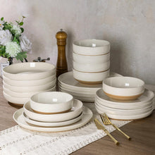 Load image into Gallery viewer, AmorArc 8.75'' Large Ceramic Pasta Bowls, 36oz Handpainted Stoneware Bowls Set of 4, Microwave&Dishwasher Safe Bowls with Rustic Terracotta Underside for Pasta Salad, Light Beige