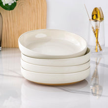 Load image into Gallery viewer, AmorArc 8.75'' Large Ceramic Pasta Bowls, 36oz Handpainted Stoneware Bowls Set of 4, Microwave&Dishwasher Safe Bowls with Rustic Terracotta Underside for Pasta Salad, Light Beige