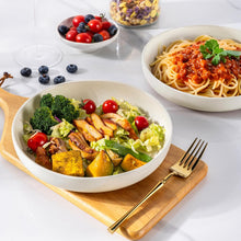 Load image into Gallery viewer, AmorArc 8.75'' Large Ceramic Pasta Bowls, 36oz Handpainted Stoneware Bowls Set of 4, Microwave&Dishwasher Safe Bowls with Rustic Terracotta Underside for Pasta Salad, Light Beige