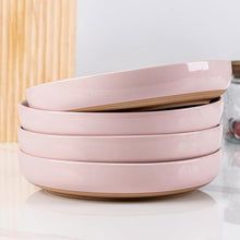 Load image into Gallery viewer, AmorArc 8.75'' Large Ceramic Pasta Bowls, 36oz Handpainted Stoneware Bowls Set of 4, Microwave&Dishwasher Safe Bowls with Rustic Terracotta Underside for Pasta Salad, Cloud Pink