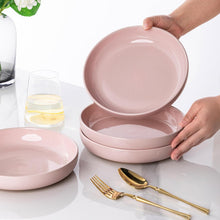 Load image into Gallery viewer, AmorArc 8.75'' Large Ceramic Pasta Bowls, 36oz Handpainted Stoneware Bowls Set of 4, Microwave&Dishwasher Safe Bowls with Rustic Terracotta Underside for Pasta Salad, Cloud Pink