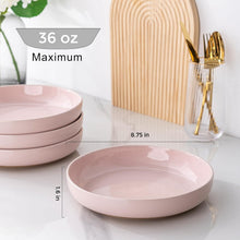 Load image into Gallery viewer, AmorArc 8.75'' Large Ceramic Pasta Bowls, 36oz Handpainted Stoneware Bowls Set of 4, Microwave&Dishwasher Safe Bowls with Rustic Terracotta Underside for Pasta Salad, Cloud Pink