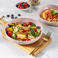 Load image into Gallery viewer, AmorArc 8.75'' Large Ceramic Pasta Bowls, 36oz Handpainted Stoneware Bowls Set of 4, Microwave&Dishwasher Safe Bowls with Rustic Terracotta Underside for Pasta Salad, Cloud Pink