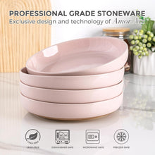 Load image into Gallery viewer, AmorArc 8.75'' Large Ceramic Pasta Bowls, 36oz Handpainted Stoneware Bowls Set of 4, Microwave&Dishwasher Safe Bowls with Rustic Terracotta Underside for Pasta Salad, Cloud Pink