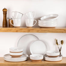 Load image into Gallery viewer, AmorArc 8.75'' Large Ceramic Pasta Bowls, 36oz Handpainted Stoneware Bowls Set of 4, Microwave&Dishwasher Safe Bowls with Rustic Terracotta Underside for Pasta Salad, White