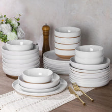 Load image into Gallery viewer, AmorArc 8.75'' Large Ceramic Pasta Bowls, 36oz Handpainted Stoneware Bowls Set of 4, Microwave&Dishwasher Safe Bowls with Rustic Terracotta Underside for Pasta Salad, White