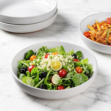 Load image into Gallery viewer, AmorArc 8.75'' Large Ceramic Pasta Bowls, 36oz Handpainted Stoneware Bowls Set of 4, Microwave&Dishwasher Safe Bowls with Rustic Terracotta Underside for Pasta Salad, White