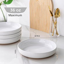 Load image into Gallery viewer, AmorArc 8.75'' Large Ceramic Pasta Bowls, 36oz Handpainted Stoneware Bowls Set of 4, Microwave&Dishwasher Safe Bowls with Rustic Terracotta Underside for Pasta Salad, White