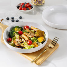 Load image into Gallery viewer, AmorArc 8.75'' Large Ceramic Pasta Bowls, 36oz Handpainted Stoneware Bowls Set of 4, Microwave&Dishwasher Safe Bowls with Rustic Terracotta Underside for Pasta Salad, White