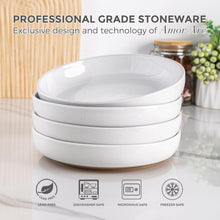 Load image into Gallery viewer, AmorArc 8.75'' Large Ceramic Pasta Bowls, 36oz Handpainted Stoneware Bowls Set of 4, Microwave&Dishwasher Safe Bowls with Rustic Terracotta Underside for Pasta Salad, White