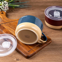 Load image into Gallery viewer, AmorArc Ceramic Soup Mugs with Handles and Lids,24 OZ Soup Cups Set of 4 with Terracotta Underside,Mug Bowls with Spoon for Soup/Cereal/Salad/Noodles/Ramen/Microware &Dishwasher Safe-Multicolor-2