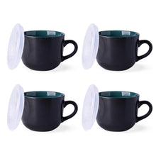 Load image into Gallery viewer, AmorArc Ceramic Soup Mugs with Lid, 24 oz Soup Cups with Hanlde for Coffee,Cereal,Salad,Noodles,Tea,Soup Bowls Cups,Microwave &Dishwasher Safe, Set of 4, Green with Vented lid