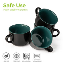 Load image into Gallery viewer, AmorArc Ceramic Soup Mugs with Lid, 24 oz Soup Cups with Hanlde for Coffee,Cereal,Salad,Noodles,Tea,Soup Bowls Cups,Microwave &Dishwasher Safe, Set of 4, Green with Vented lid