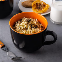 Load image into Gallery viewer, AmorArc Ceramic Soup Mugs with Lid, 24 oz Soup Cups with Hanlde for Coffee,Cereal,Salad,Noodles,Tea,Soup Bowls Cups,Microwave &Dishwasher Safe, Set of 4, Orange with Vented lid