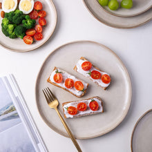 Load image into Gallery viewer, AmorArc Ceramic Plates Set of 6, 8.5 Inch Handmade Reactive Glaze Stoneware Plates set for Dessert, Salad, Appetizer, Dinner, Microwave & Dishwasher Safe, Scratch Resistant-Cappuccino