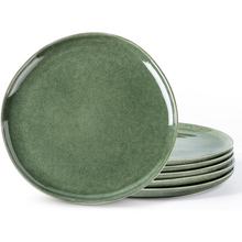 Load image into Gallery viewer, AmorArc Ceramic Plates Set of 6, 8.5 Inch Handmade Reactive Glaze Stoneware Plates set for Dessert, Salad, Appetizer, Dinner, Microwave & Dishwasher Safe, Scratch Resistant-Gade Green