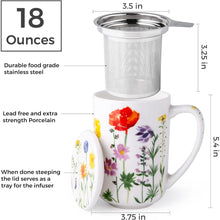 Load image into Gallery viewer, AmorArc Porcelain Tea Mug with Infuser and Lids, 18 Oz Cup Strainer Bag Holder for Loose Leaf Tea, Steeping Coffee Well-wrapped Box House-warming Wedding Birthday Gift, RedPurple