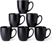 Load image into Gallery viewer, AmorArc 16oz Coffee Mugs Set of 6, Large Ceramic Coffee Mugs for Men Women Dad Mom, Modern Coffee Mugs with Handle for Tea/Latte/Cappuccino/Cocoa. Dishwasher&Microwave Safe, Matte Black