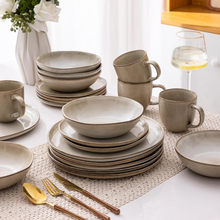 Load image into Gallery viewer, AmorArc Ceramic Dinnerware Sets,Handmade Reactive Glaze Stoneware Plates and Bowls Sets,Highly Scratch Resistant | Dishwasher & Microwave Safe Dishes Set,Service for 12 (36pc)
