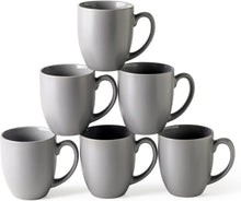 Load image into Gallery viewer, AmorArc 16oz Coffee Mugs Set of 6, Large Ceramic coffee mugs with large Handle for Men Women,16oz Coffee Mugs for Coffee,Tea,Latte,Cocoa. Easy to Hold&Clean, Dishwasher&Microwave Safe, Matte Grey