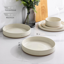 Load image into Gallery viewer, AmorArc 9.0" Large Ceramic Pasta Bowls, 32oz Handmade Speckled Stoneware Pasta Bowls Set of 4, Microwave & Dishwasher Safe Bowls With Terracotta Underside for Fruit Pasta Salad-Beige