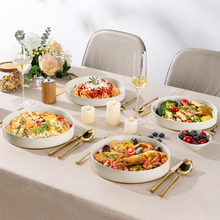 Load image into Gallery viewer, AmorArc 9.0" Large Ceramic Pasta Bowls, 32oz Handmade Speckled Stoneware Pasta Bowls Set of 4, Microwave & Dishwasher Safe Bowls With Terracotta Underside for Fruit Pasta Salad-Beige
