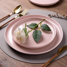 Load image into Gallery viewer, AmorArc Ceramic Dinnerware Sets for 4, 12 Pieces Handpainted Plates and Bowls Set with Rustic Terracotta Underside, Scratch Resistant Stoneware Dishes Set, Dishwasher & Microwave Safe, Cloud Pink