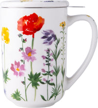 Load image into Gallery viewer, AmorArc Porcelain Tea Mug with Infuser and Lids, 18 Oz Cup Strainer Bag Holder for Loose Leaf Tea, Steeping Coffee Well-wrapped Box House-warming Wedding Birthday Gift, RedPurple